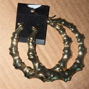 Gold Bamboo Hoop Earrings